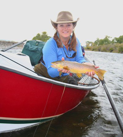 Charity Rutter with Madison River brown trout