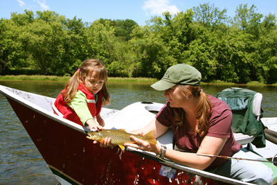 Charity Rutter with Holston River brown trout