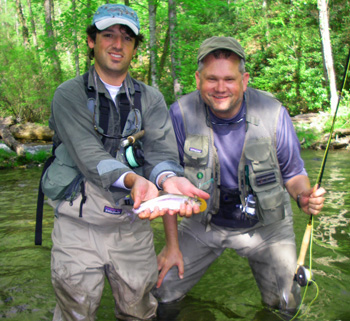 Ian Rutter and Lee Howell w/ Hazel Creek rainbow trout