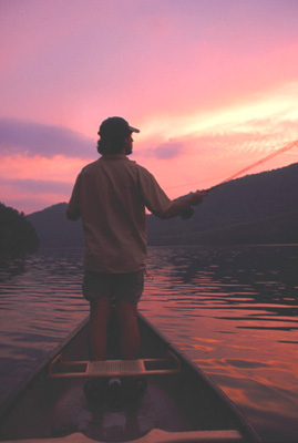 evening-cast-on-lake There's a lot of water out there and that fly is small. Be sure to put it where a fish can see it.