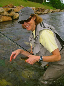 maryalicemonroe Charity taught author Mary Alice Monroe the high sticking method at the Brookside Guides Women’s Fly Fishing School at Lake Logan, North Carolina
