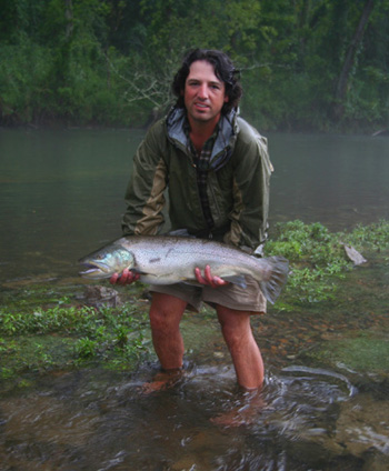 Ian Rutter with Giant Clinch River Brown Trout