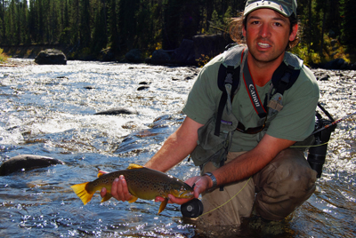 Ian with Lewis River brown trout Ian with Lewis River brown trout