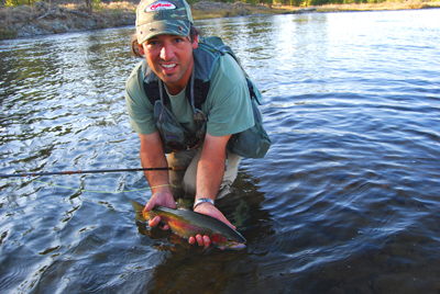 Ian with a Madison River rainbow trout That's what we came for!