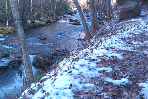 little river dusted with snow Snow along Little River
